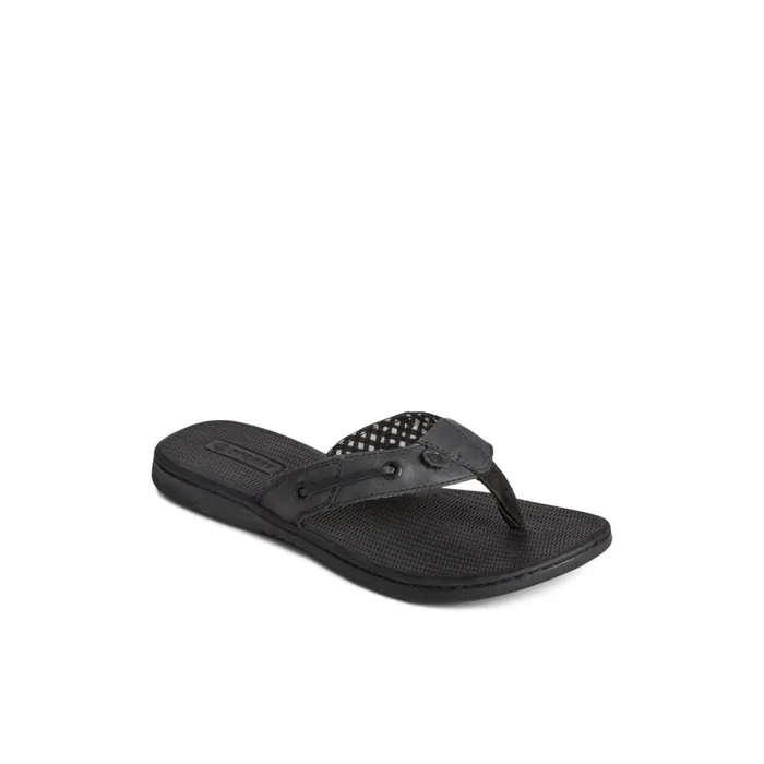 Sandals Women Sperry Seafish Leather Flip Flop Black