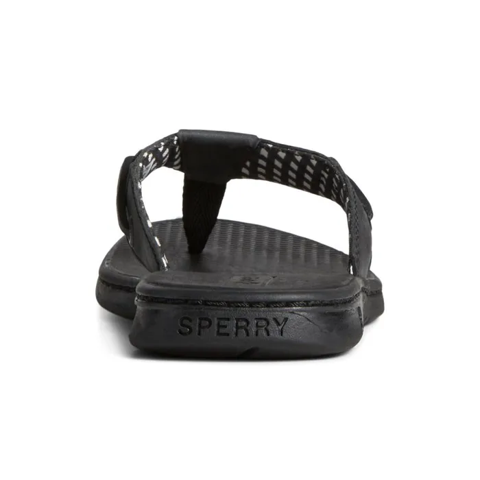 Sandals Women Sperry Seafish Leather Flip Flop Black