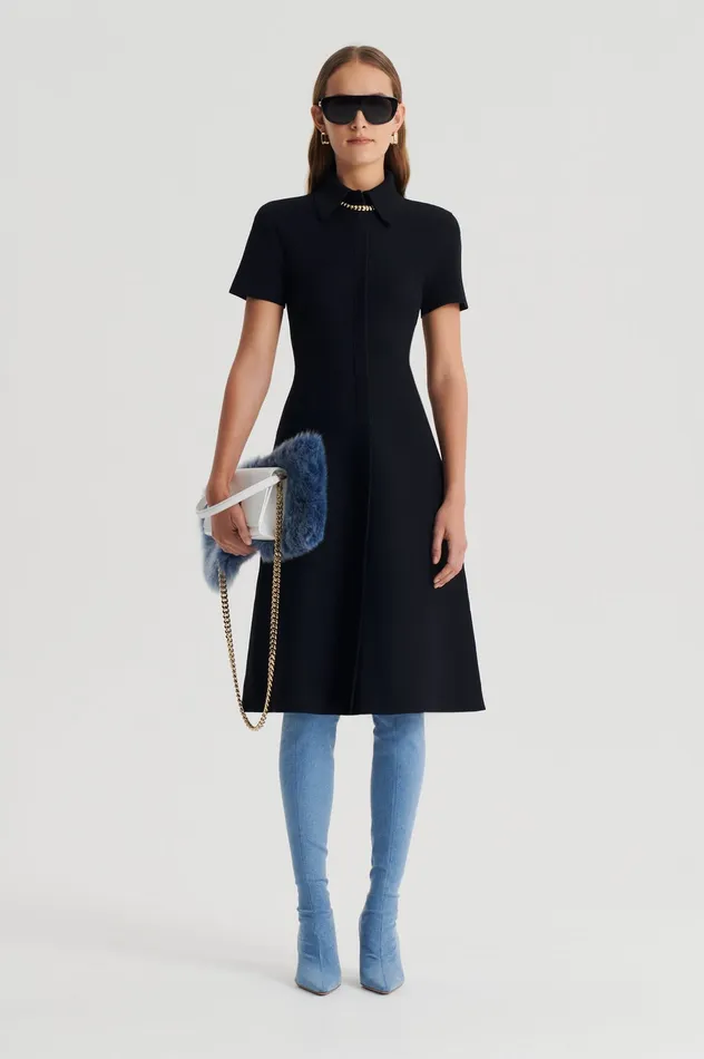 Scanlan Theodore CREPE KNIT ZIP DRESS BLACK Women Dresses
