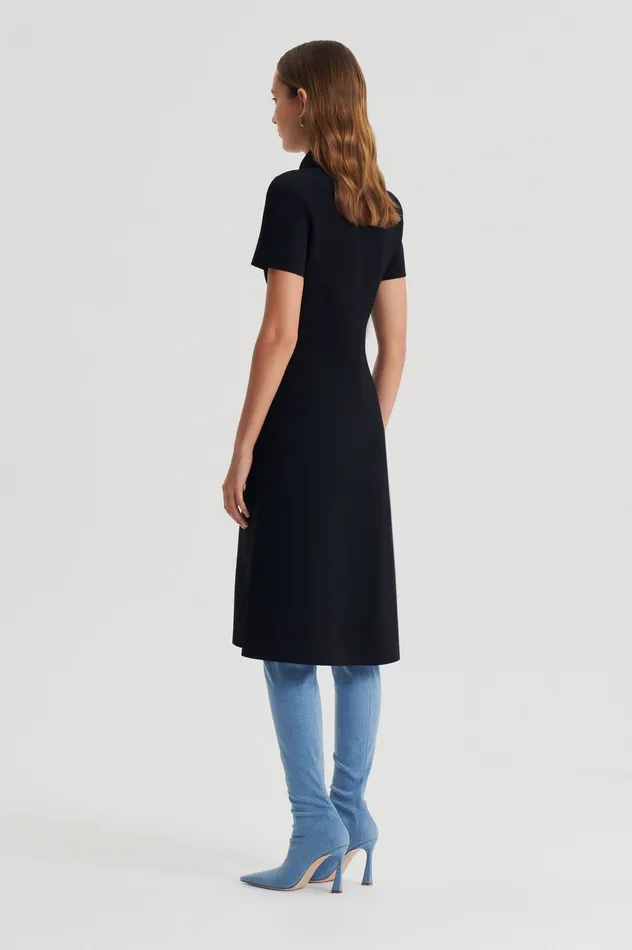 Scanlan Theodore CREPE KNIT ZIP DRESS BLACK Women Dresses