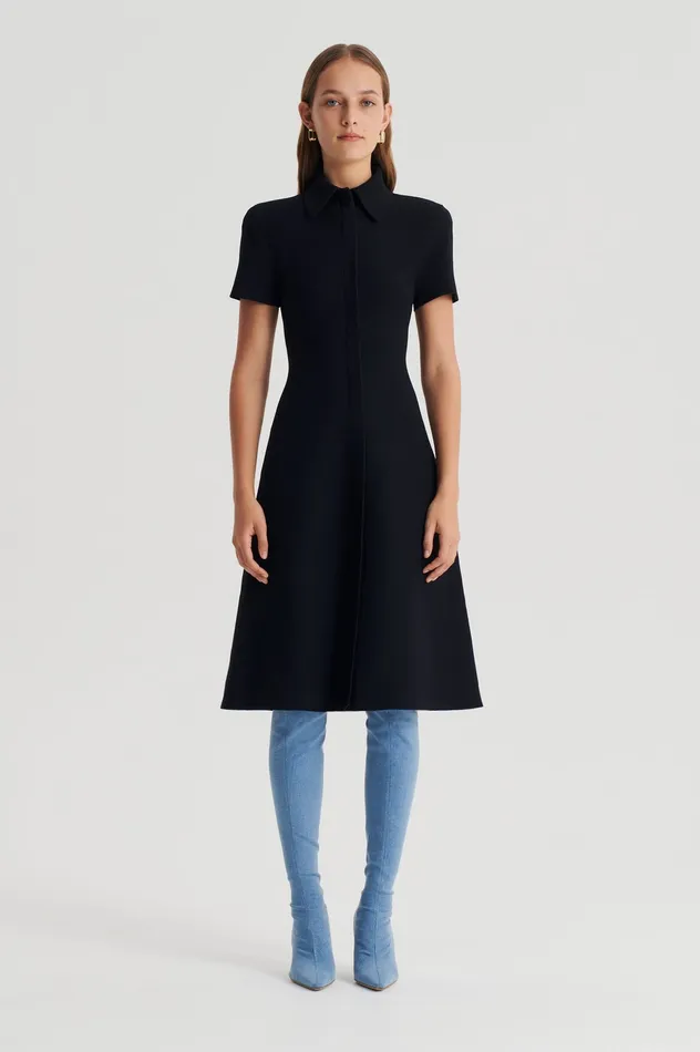 Scanlan Theodore CREPE KNIT ZIP DRESS BLACK Women Dresses