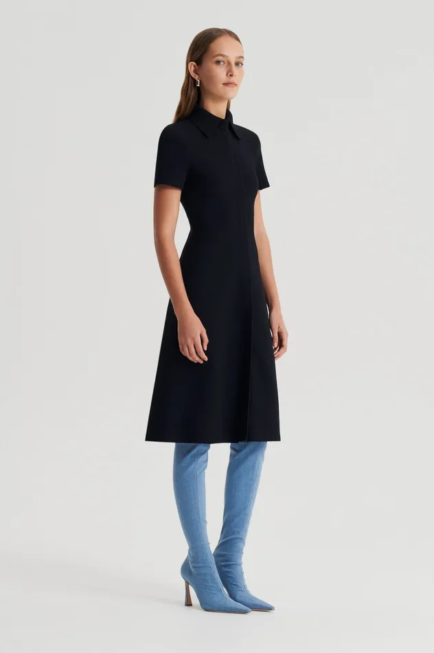 Scanlan Theodore CREPE KNIT ZIP DRESS BLACK Women Dresses