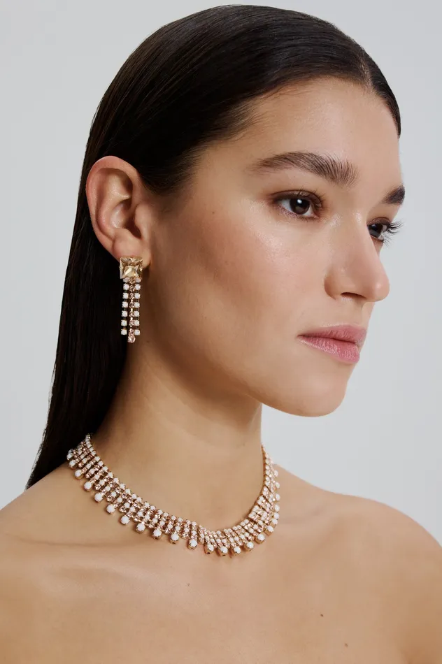 Scanlan Theodore Jewelry Women OPAL STRASS FRINGE EARRINGS CHALK