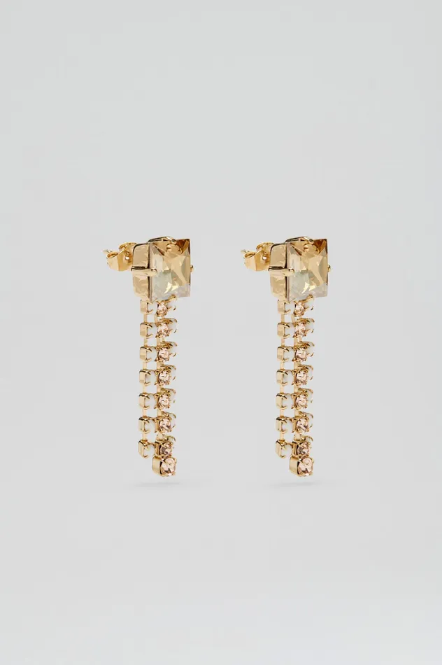 Scanlan Theodore Jewelry Women OPAL STRASS FRINGE EARRINGS CHALK Scanlan Theodore Jewelry Women OPAL STRASS FRINGE EARRINGS CHALK