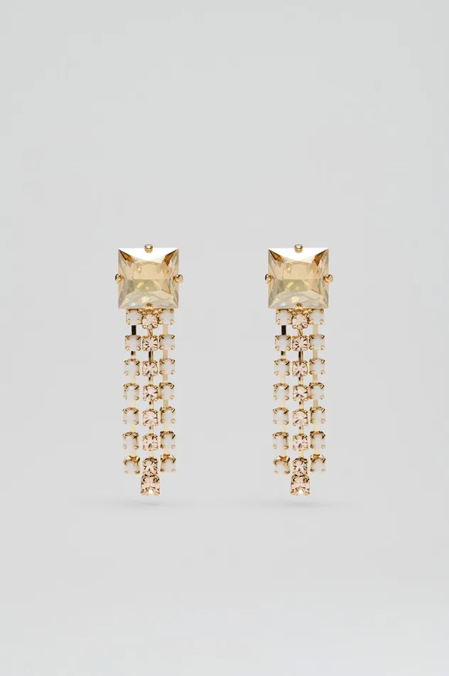 Scanlan Theodore Jewelry Women OPAL STRASS FRINGE EARRINGS CHALK Scanlan Theodore Jewelry Women OPAL STRASS FRINGE EARRINGS CHALK