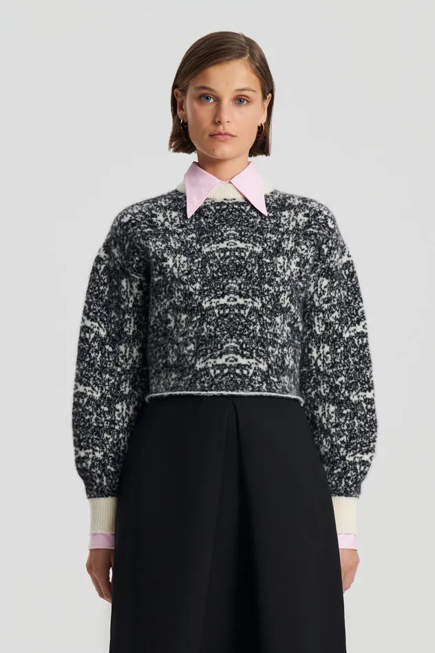 Scanlan Theodore OCELOT COCOON SWEATER BLACKCREAM Women Knitwear Scanlan Theodore OCELOT COCOON SWEATER BLACKCREAM Women Knitwear