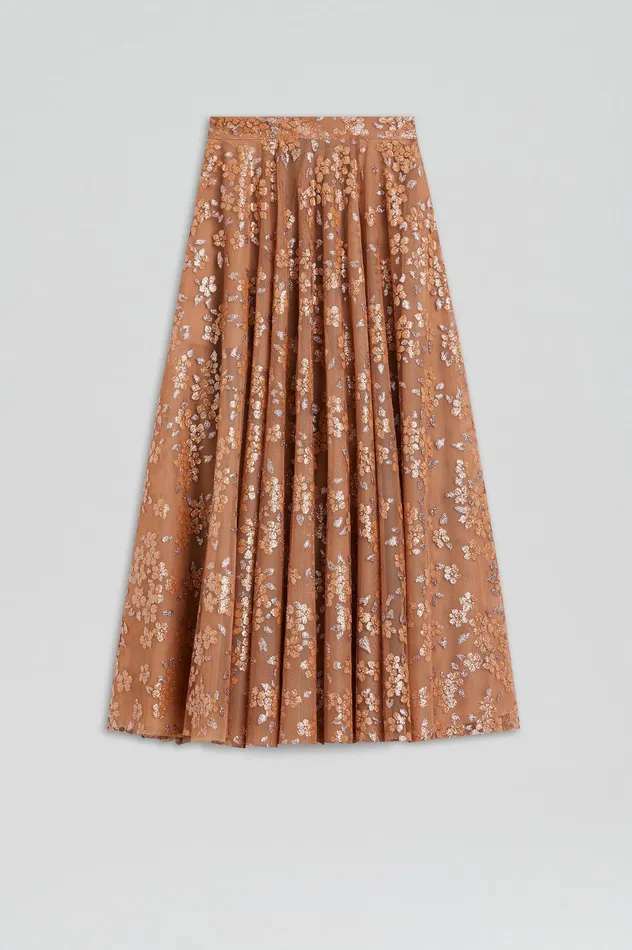 Scanlan Theodore Skirts Women TINSEL FLORAL SKIRT SPICE Scanlan Theodore Skirts Women TINSEL FLORAL SKIRT SPICE
