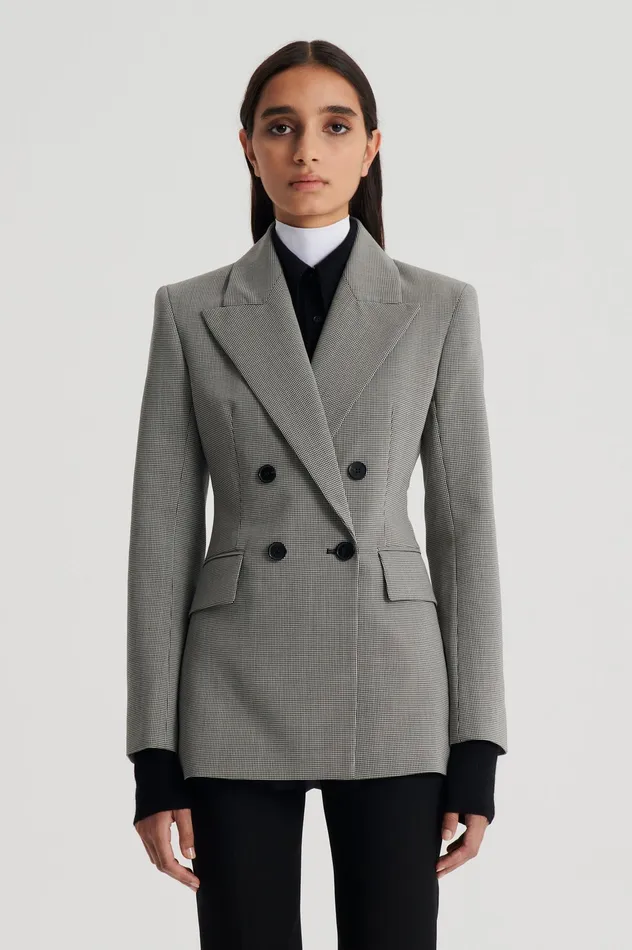 Scanlan Theodore TAILORED HOUNDSTOOTH JACKET BLACK Women Jackets Scanlan Theodore TAILORED HOUNDSTOOTH JACKET BLACK Women Jackets