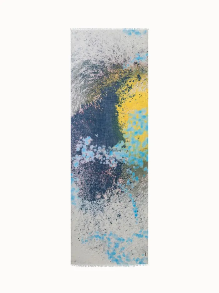 Scarf In Cashmere And Silk With Waterlilly Print Multicolor Women Akris Cashmere