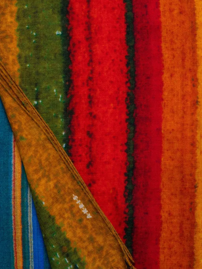 Scarf In Cashmere And Silk With Wind Turbine Print Multicolor Women Akris Collector Scarves