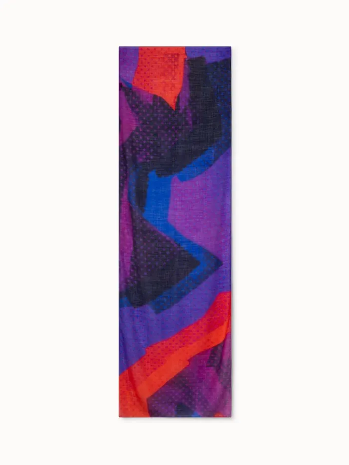 Scarf In Cashmere Silk With Superimposition Print Purple Women Akris Cashmere