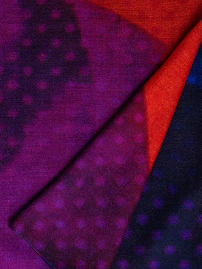 Scarf In Cashmere Silk With Superimposition Print Purple Women Akris Cashmere