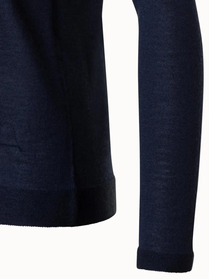Seamless Cashmere Silk Knit VNeck Pullover Navy Women Akris Knitwear