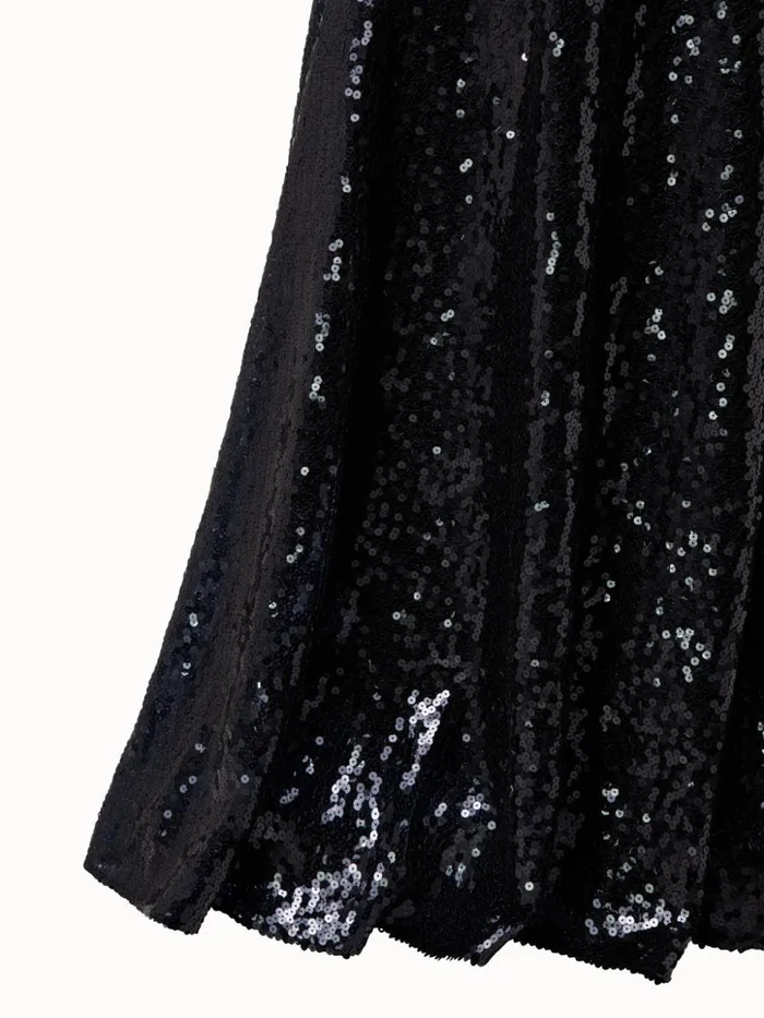Sequins Apron Bodice Gown Navy Women Akris Dresses
