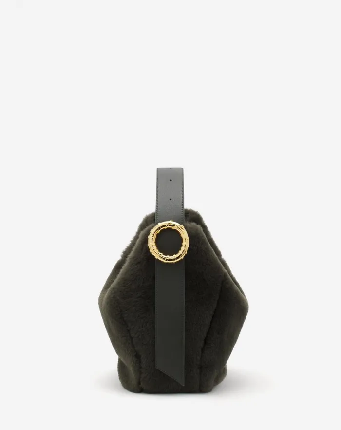 Shearling Mlodie Hobo Bag Loden Women Lanvin Tote Bags and Top Handle Bags
