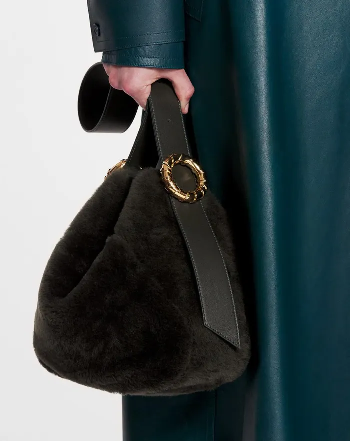 Shearling Mlodie Hobo Bag Loden Women Lanvin Tote Bags and Top Handle Bags Shearling Mlodie Hobo Bag Loden Women Lanvin Tote Bags and Top Handle Bags