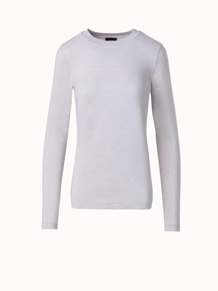Shiny Viscose Lurex Jersey Top Greige Women Akris Tops
