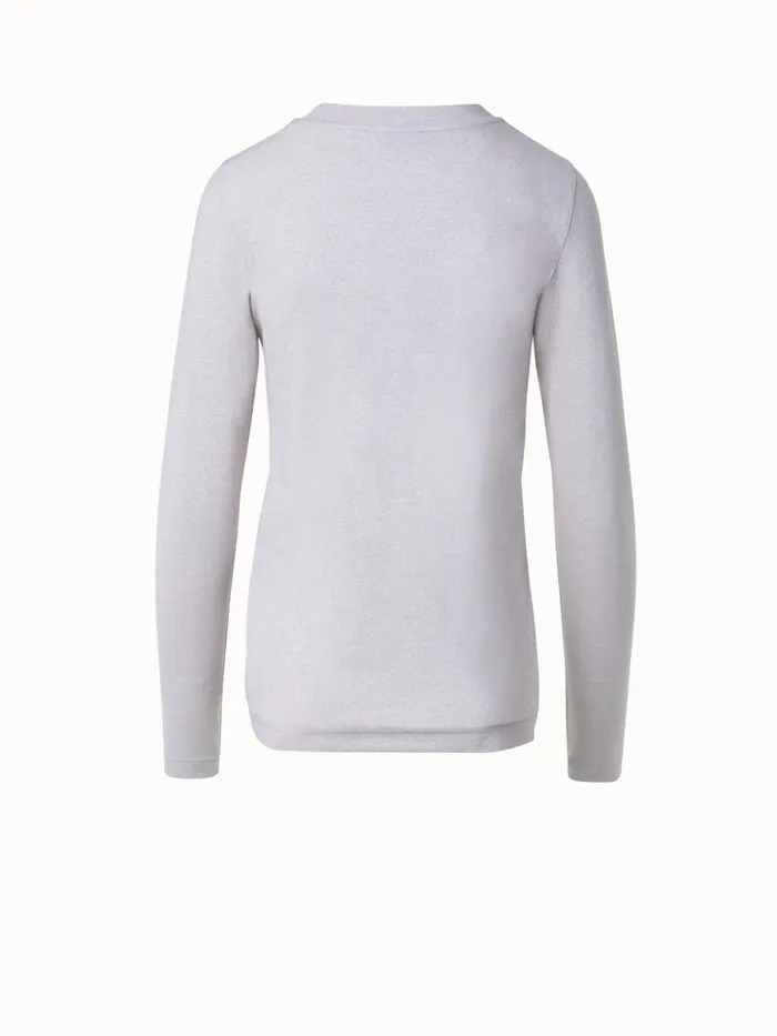 Shiny Viscose Lurex Jersey Top Greige Women Akris Tops