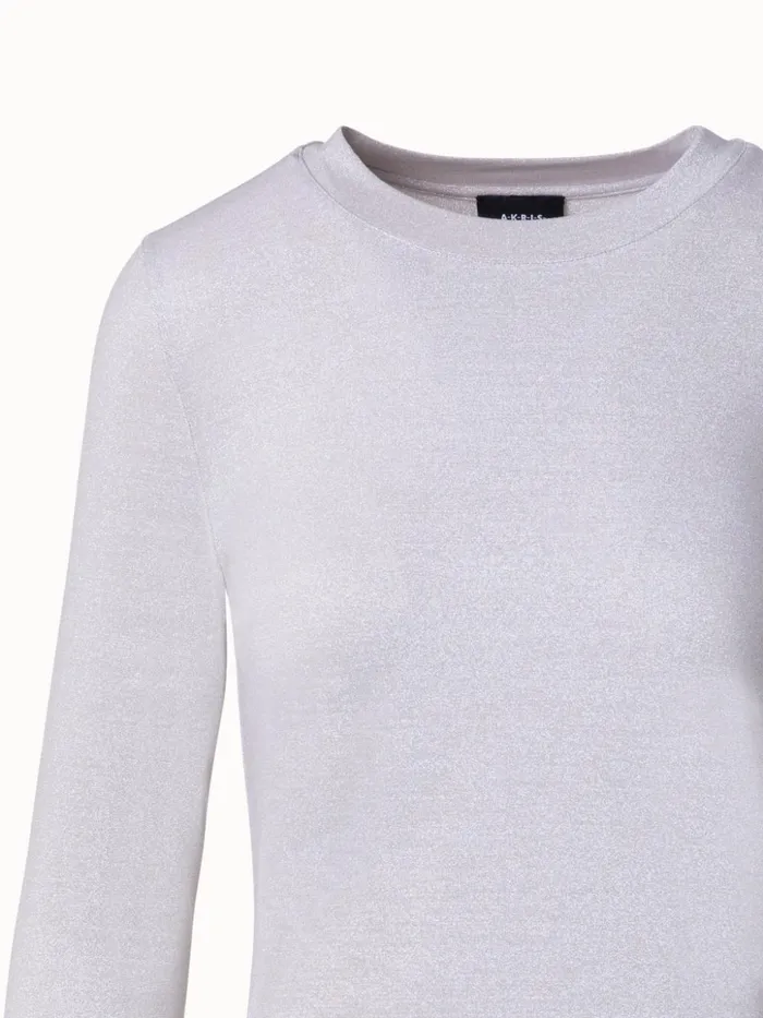 Shiny Viscose Lurex Jersey Top Greige Women Akris Tops