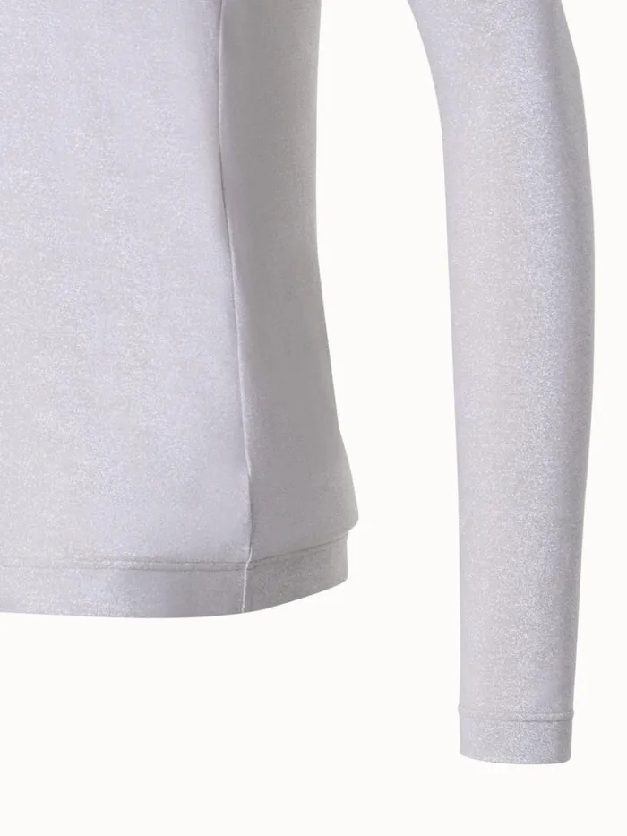 Shiny Viscose Lurex Jersey Top Greige Women Akris Tops