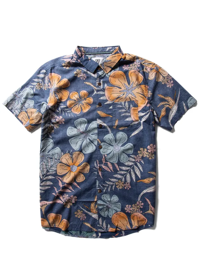 Shirts and Flannels Vissla Men Garden Isle Ss Shirt Dark Denim