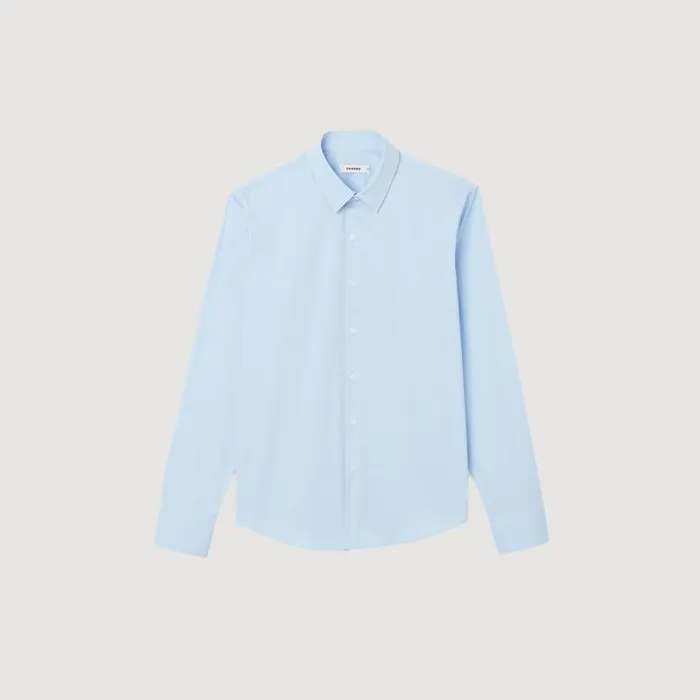 Shirts Men SANDRO Fitted Stretch Cotton Shirt Sky Blue