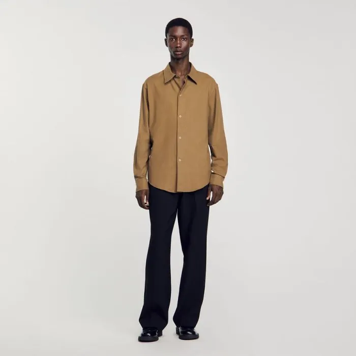 Shirts Men SANDRO Flannel Shirt Olive Green