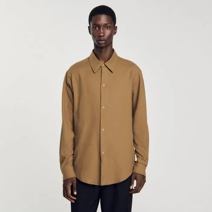 Shirts Men SANDRO Flannel Shirt Olive Green