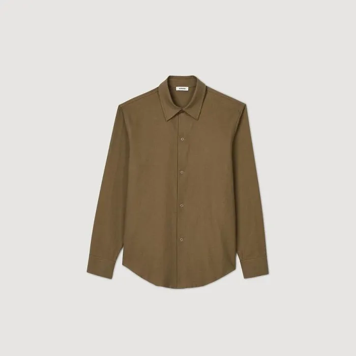 Shirts Men SANDRO Flannel Shirt Olive Green