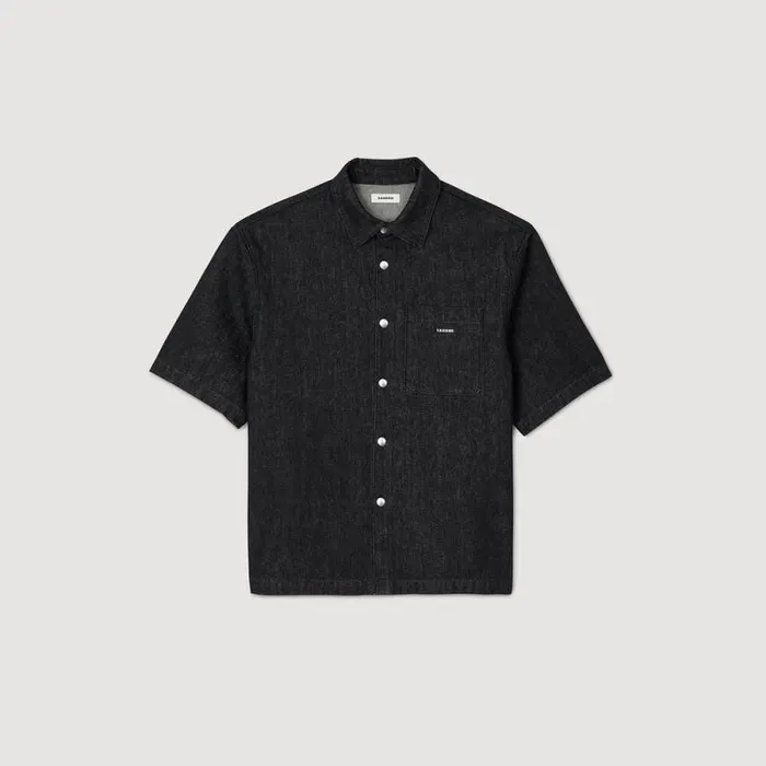 Shirts Men SANDRO Raw Denim Shirt Black