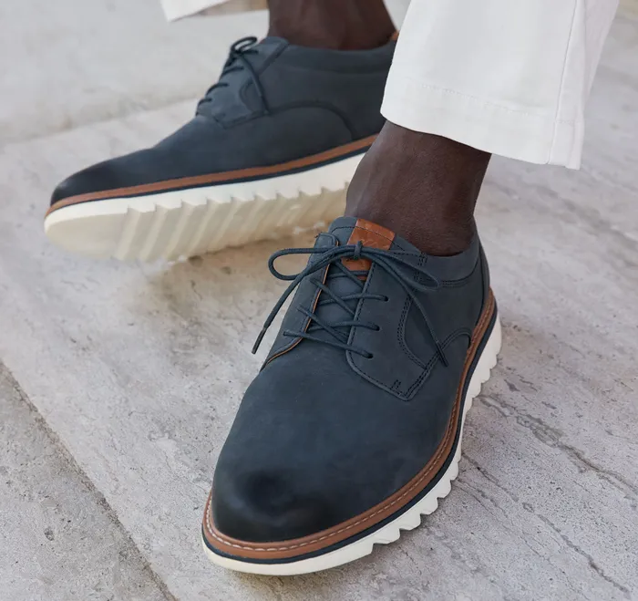 Shoes Men Johnston and Murphy Braydon Plain Toe Navy Oiled Nubuck