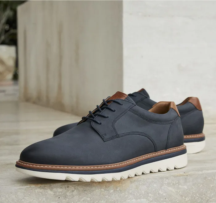 Shoes Men Johnston and Murphy Braydon Plain Toe Navy Oiled Nubuck