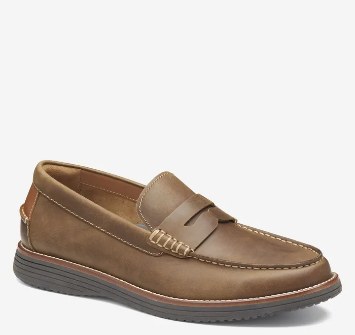 Shoes Upton Penny Loafer Brown Oiled Full Grain Johnston and Murphy Men