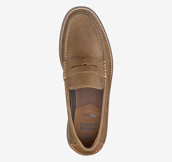 Shoes Upton Penny Loafer Brown Oiled Full Grain Johnston and Murphy Men