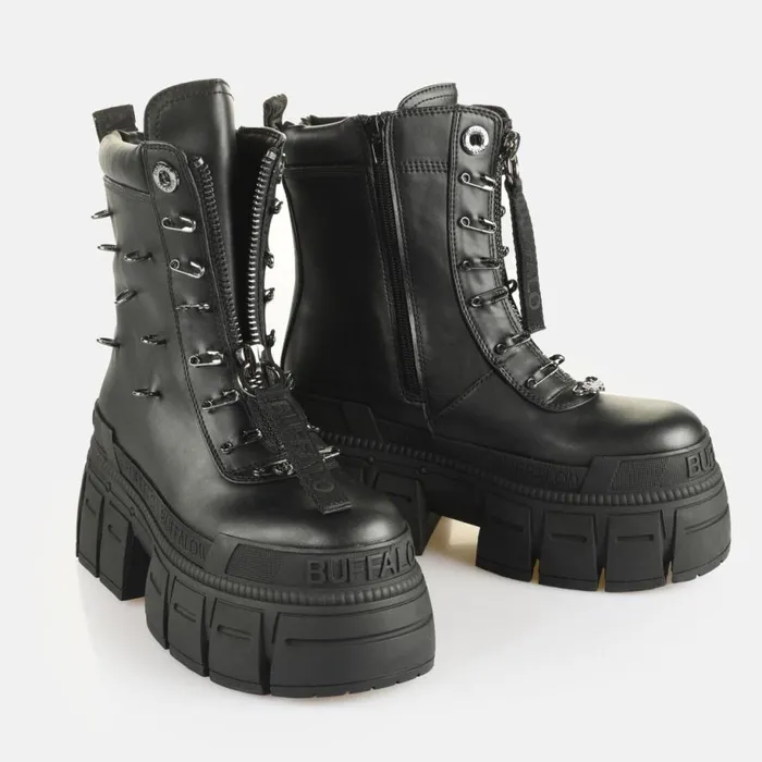 Shop Boots and AnkleBoots BUFFALO Gospher Lace Up Bike Black