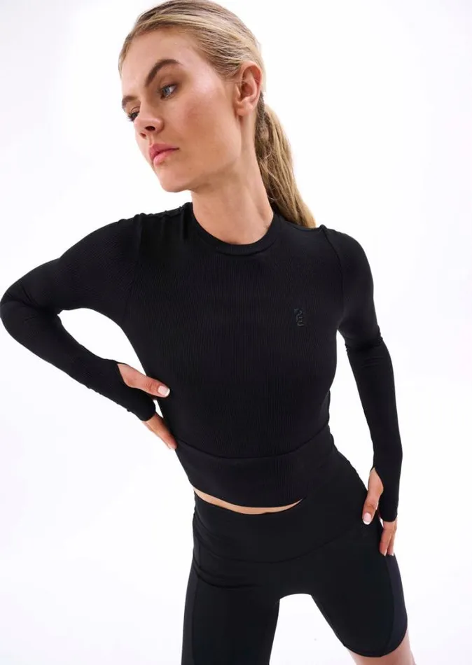 Shop FREE PLAY RIB TEE IN BLACK PE Nation Long Sleeve Tops