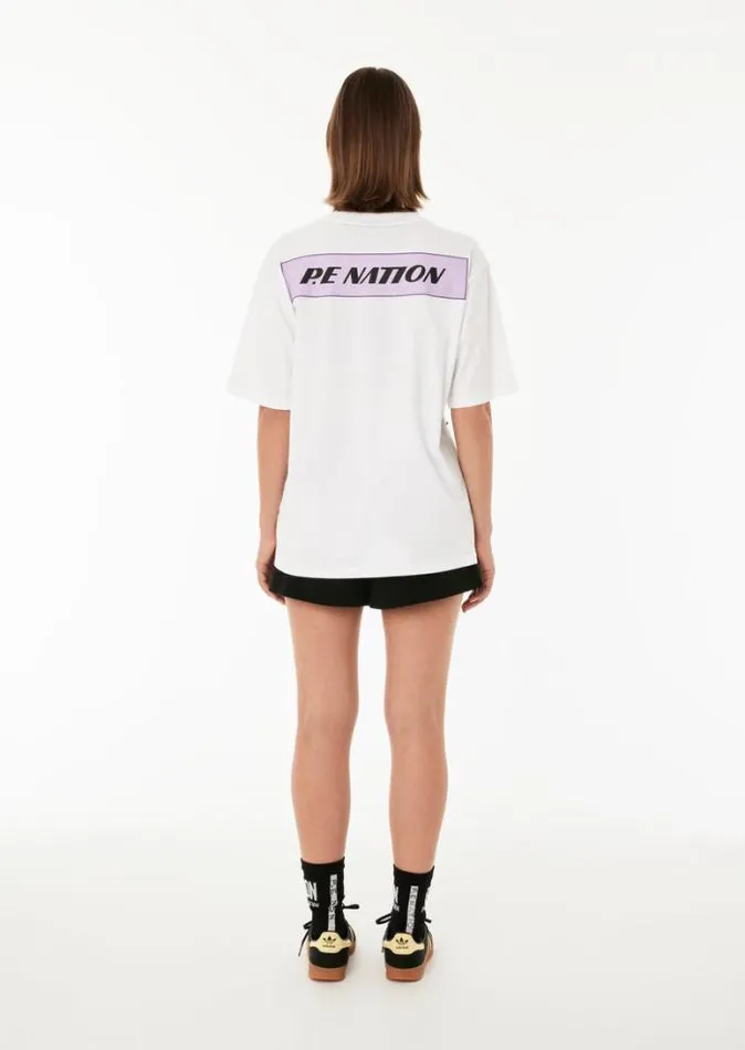 Shop IMPROVISE TEE IN OPTIC WHITE PE Nation Tees and Tanks
