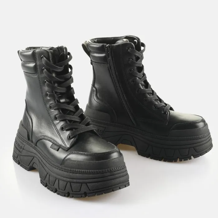 Shop Vegan Shoes BUFFALO Fusion Lace Up Mid Black