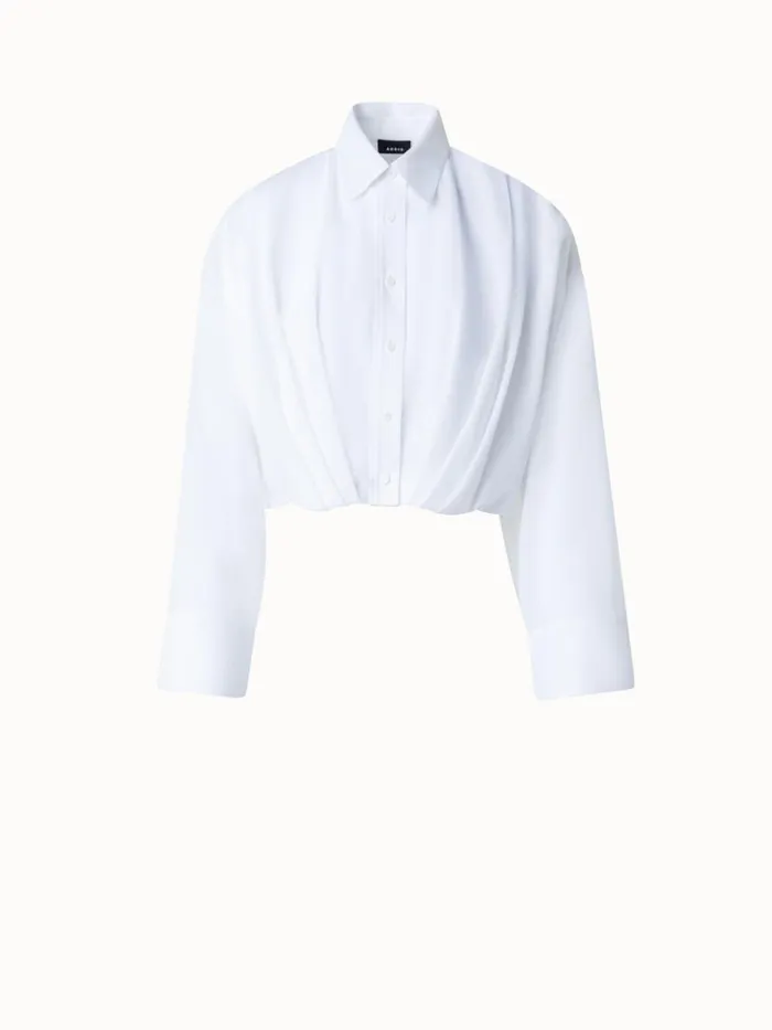 Short Cotton Voile Blouse With Wide Sleeves Ecru Women Akris Blouses