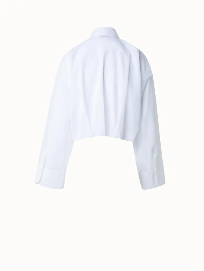 Short Cotton Voile Blouse With Wide Sleeves Ecru Women Akris Blouses