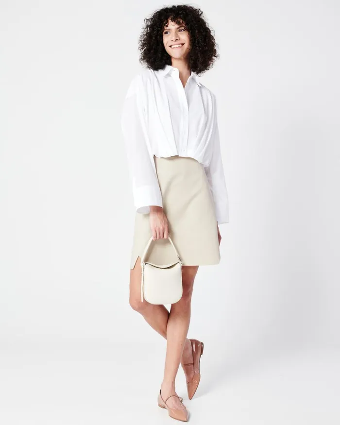 Short Cotton Voile Blouse With Wide Sleeves Ecru Women Akris Blouses