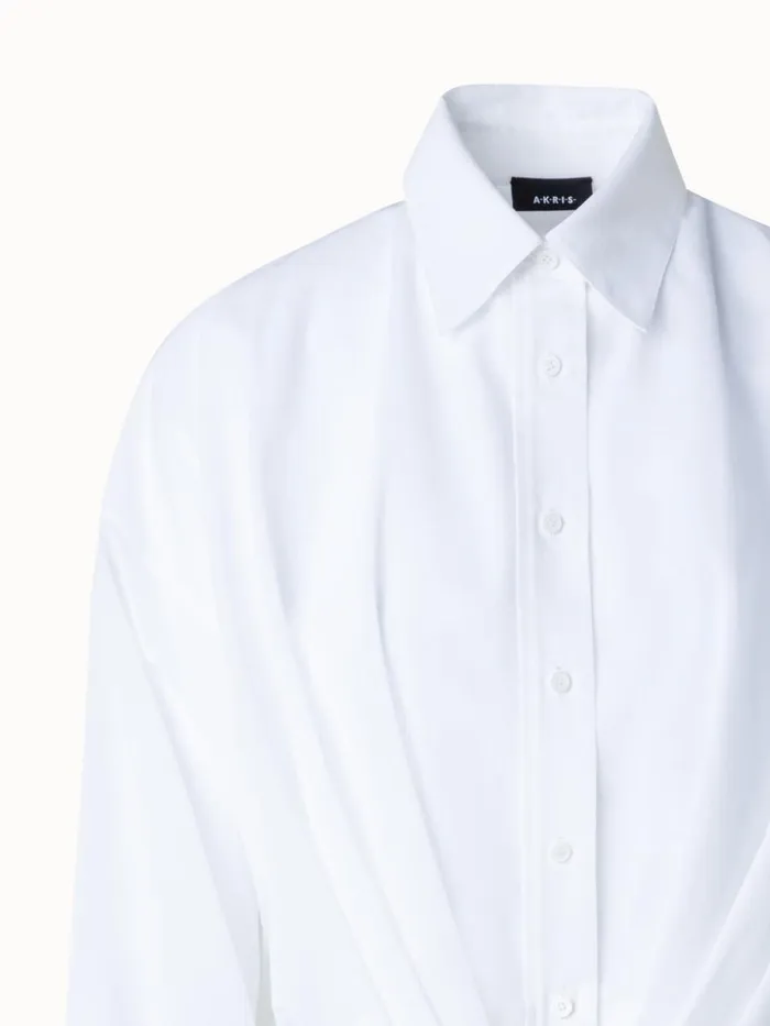 Short Cotton Voile Blouse With Wide Sleeves Ecru Women Akris Blouses