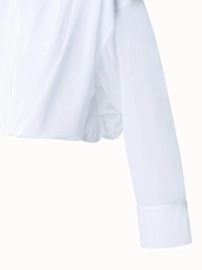 Short Cotton Voile Blouse With Wide Sleeves Ecru Women Akris Blouses