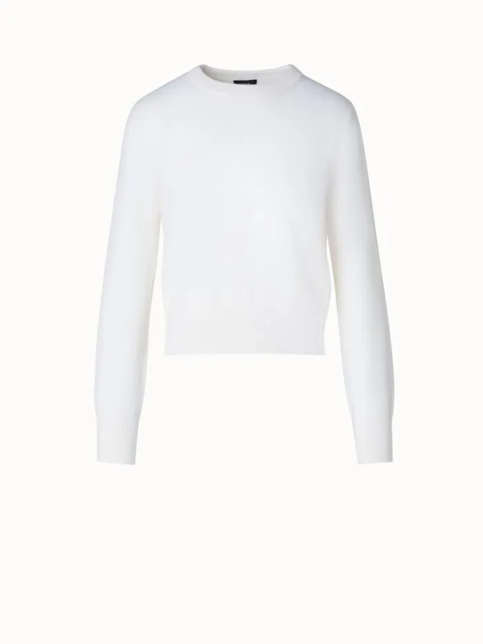 Short ONeck Sweater In 100 Cashmere Ecru Women Akris Knitwear