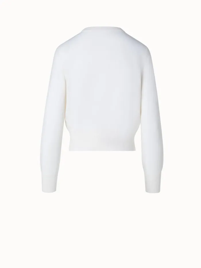 Short ONeck Sweater In 100 Cashmere Ecru Women Akris Knitwear