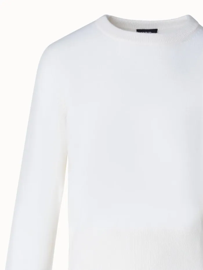 Short ONeck Sweater In 100 Cashmere Ecru Women Akris Knitwear