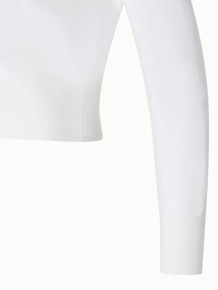 Short ONeck Sweater In 100 Cashmere Ecru Women Akris Knitwear