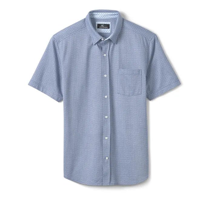 ShortSleeve Shirts Men Johnston and Murphy XC Flex ShortSleeve Birdseye Shirt Navy Geo