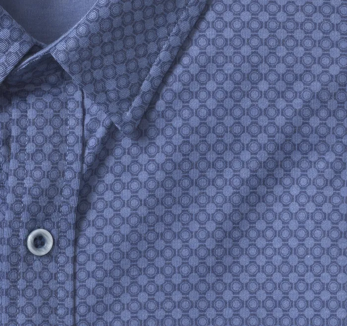 ShortSleeve Shirts XC Flex ShortSleeve Print Knit Shirt Blue Heather Johnston and Murphy Men