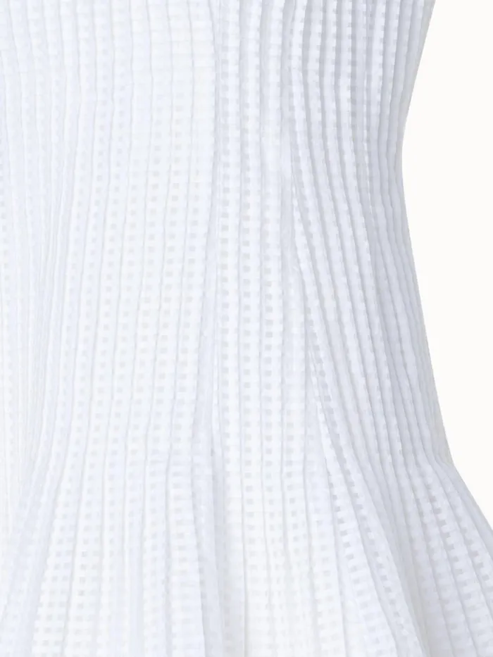 Short Sleeveless Dress With Pleated Skirt In SemiSheer Organza Ecru Women Akris Dresses